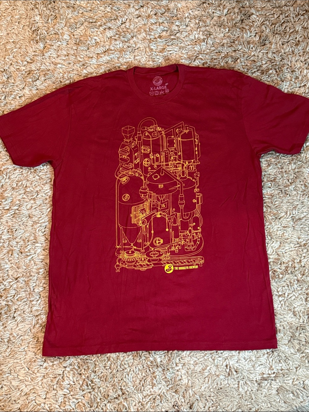 No Star Clothing Brooklyn Brewery Brewing System Graphic Tee Burgundy - Men's XL